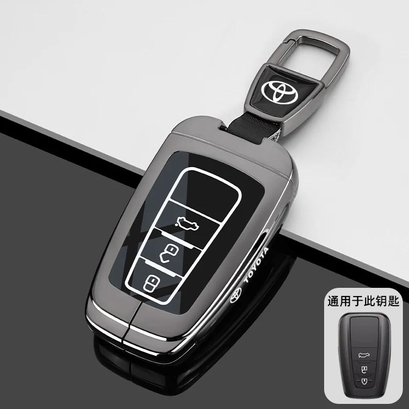 Zinc Alloy Leather Car Key Case Cover Shell for Toyota CHR Hilux Fortuner Land Cruiser 200 Camry Corolla Crown RAV4 Highland