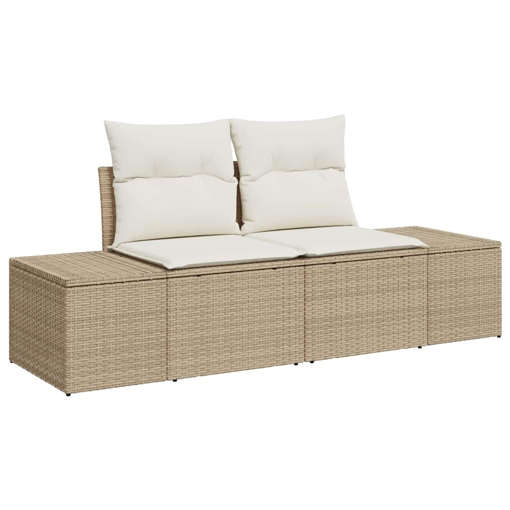 Garden Sofa Set with Cushions 9 Pcs Beige Poly Rattan
