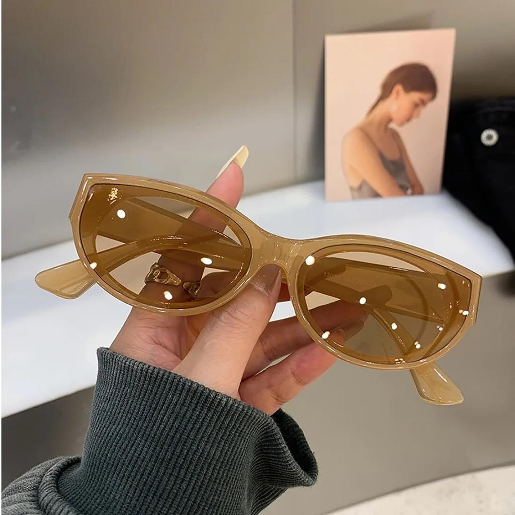 New Vintage Cateye Sunglasses Women Sexy Retro Small Oval Frame Sun Glasses Round Fashion Eyewear For Female Oculos De Sol