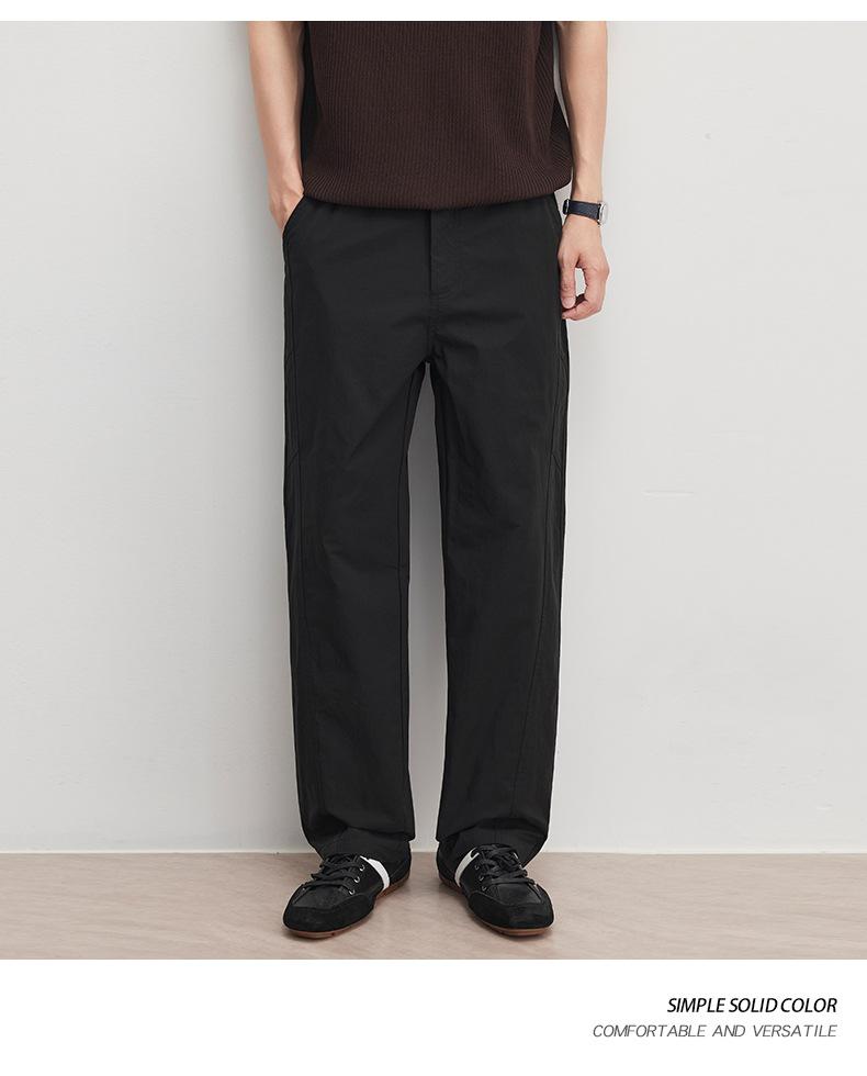American simple and versatile casual pants men's spring new trend high-end straight loose wide-leg pants