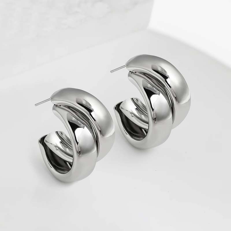 2026 New Fashion Metal Geometric Round Circle Hoop Earrings for Women Vintage Gold Color C-Shaped Statement Earring Zircon Gift