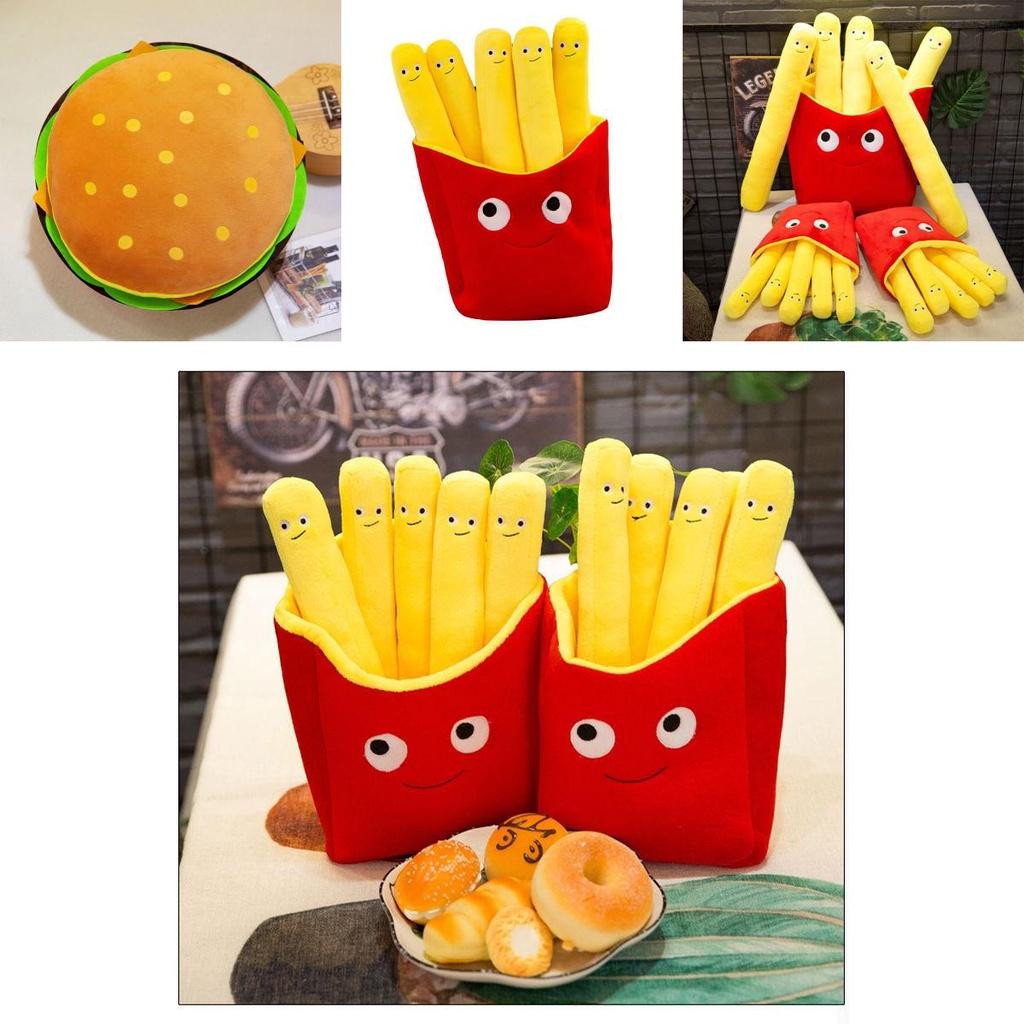 Delightfully Soft Cartoon Plush Cute French Fries And Pizza Pillow For Kids Gifts