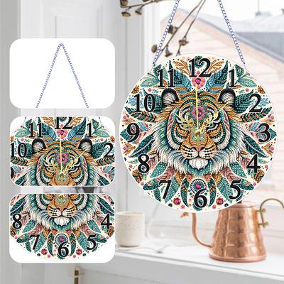 2D Flat DIY Irregular Shaped Drilling Diamond Painting Clock Pendant Diamond Art Clock Pendant Kit for Living Room Decoration