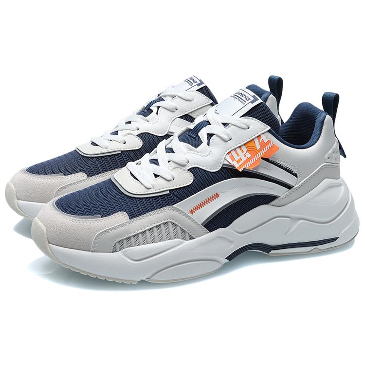 Li Ning Candle Dragon Cushioning Slip Resistant Abrasion Resistant Low top Sports Casual Shoes Unisex White Blue AGCR053-5