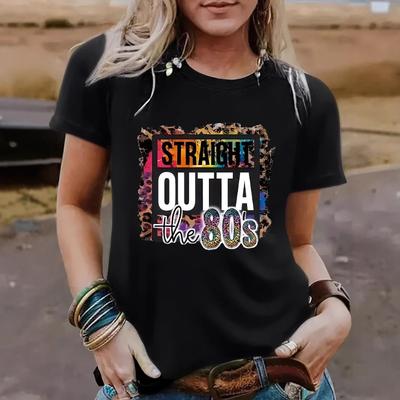T-shirt da donna a maniche corte stampata, larga e alla moda