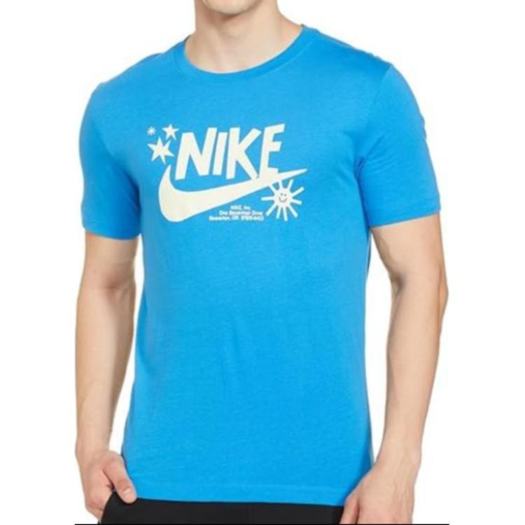Nike T Shirts Men's Blue Crew Neck Moderate Straight Fit DR7808-435