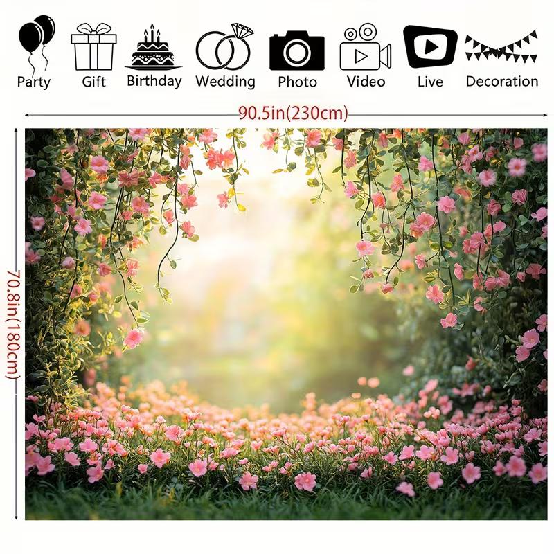 2D Spring Pink Flower Garden Backdrop Photography Background Cloth