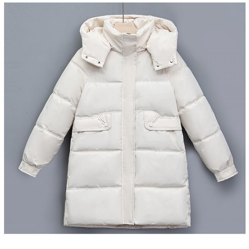 Womens Hooded Puffer Coat Mid-Length Thick