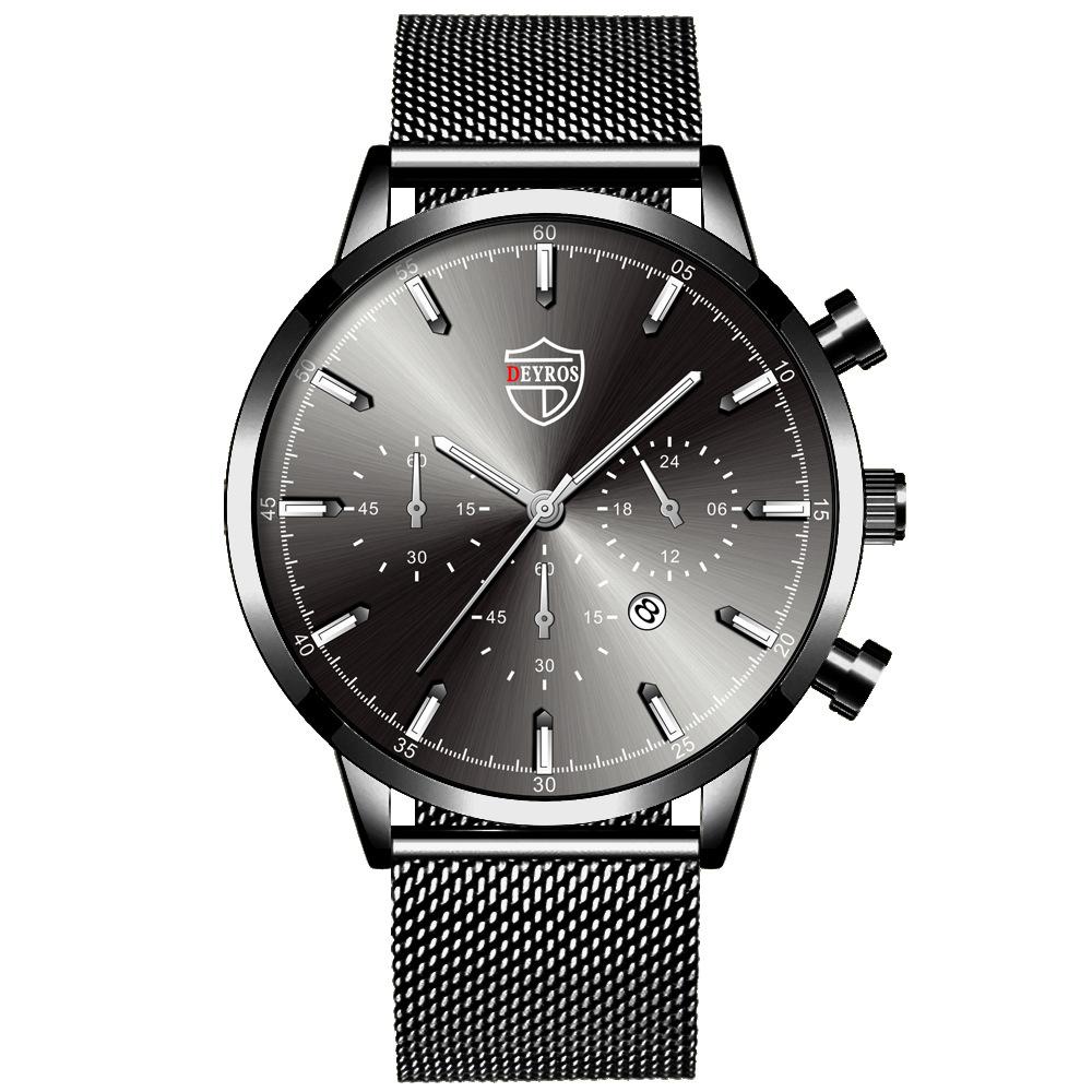 Stainless Steel Mesh Strap Men'S Watch Trendy Fashion Luminous Calendar Quartz Watch