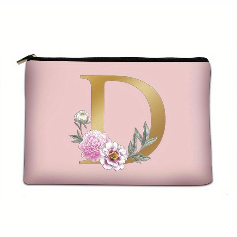 Flower  Letter Print Zipper Storage Bag  Lightweight Versatile Pouch Trendy Clutch Bag