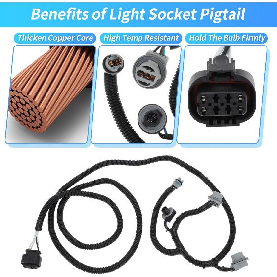 Passenger Side Tail Light Harness for GMC Sierra 1500 2014-2015 Right Tail Lamp Wiring for GMC Sierra 2500 3500 HD 2015 No.22869171