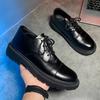 Business Men's Formal British Style Platform Heightening Shoes Pure Leather Shoes Black Casual Simple Men's Shoes Autumn