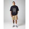 Men's Oversized T-Shirt Black Graphic Print with Anchor Crossbones and Motto Text Casual Streetwear for Everyday Wear