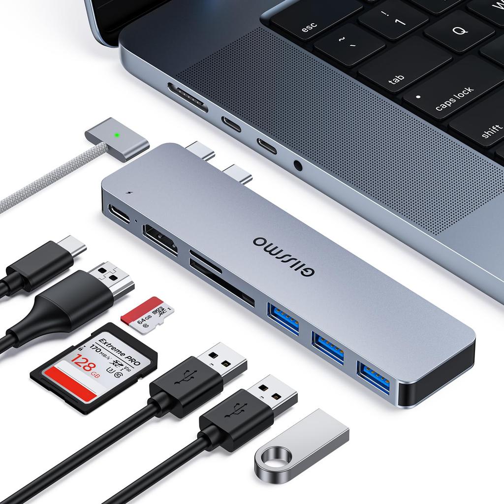 USB C To USB Conversion PD Thunderbolt 3 Hub Docking 3 USB and Compact 7-port Adapter, Charging, Station, SD/TF Card, 3.0 Ports, Ultra-lightweight