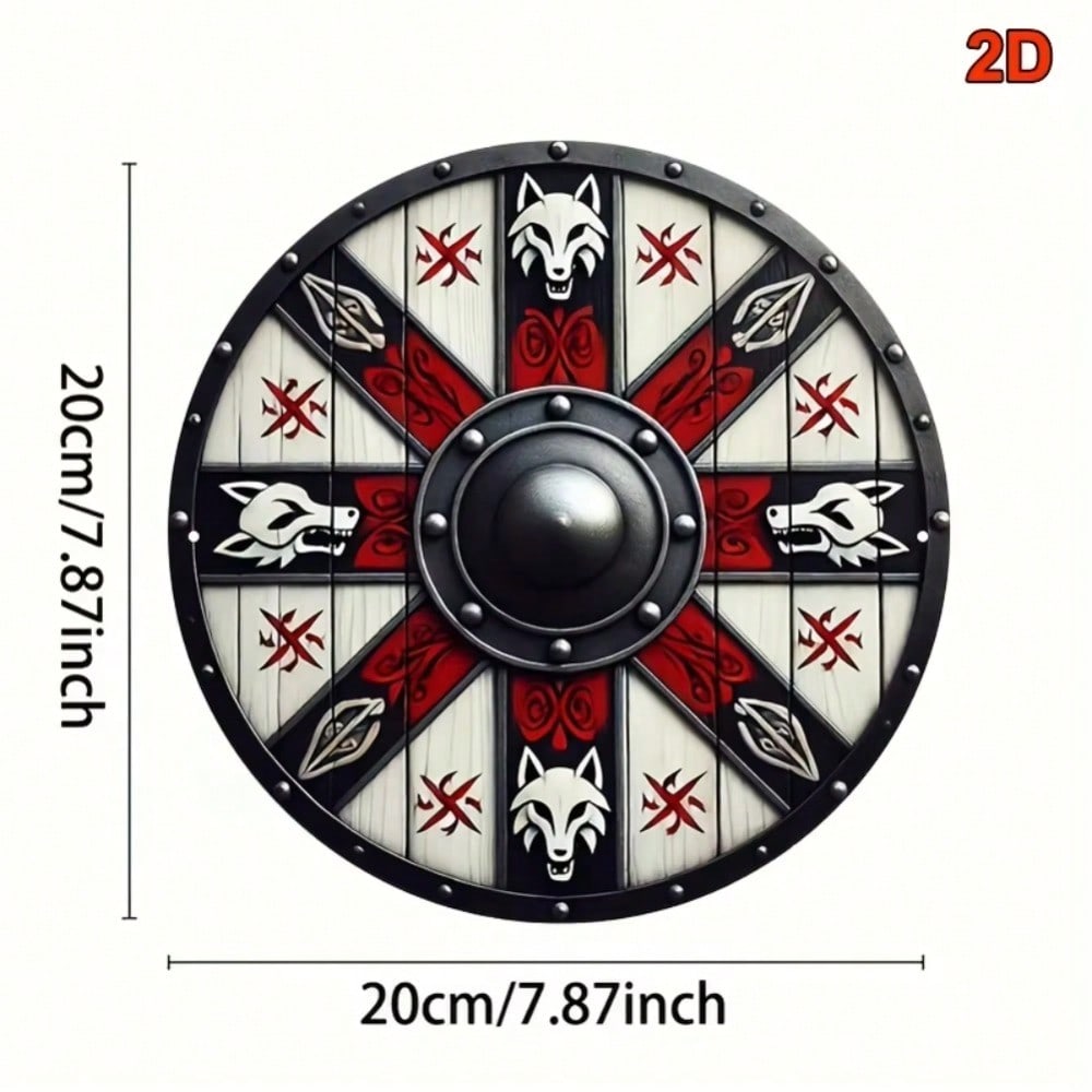 

Totem Wall Art 8 Inch Round Aluminum 2D Flat Red Black Nordic Mythology Home Decor 20x20