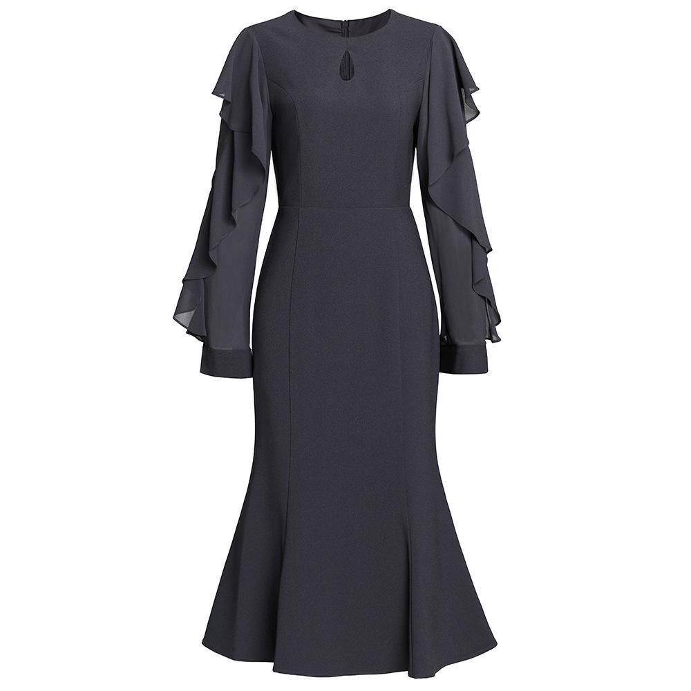 

Весеннее красное платье-рыбий хвост Zhili 2025 с брошью-камелией L