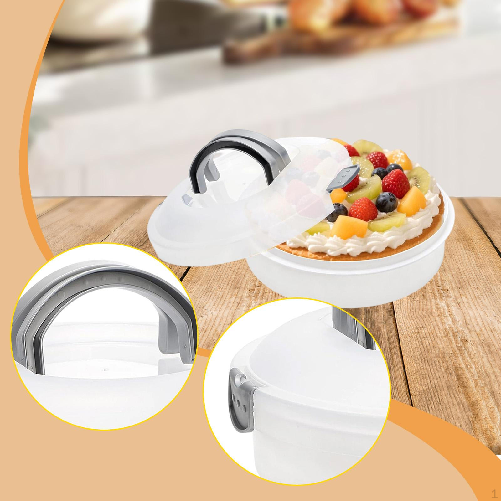 

Cake Carrier with Lid Holder Handle Dustproof Dessert Container Keeper for Picnic Camping