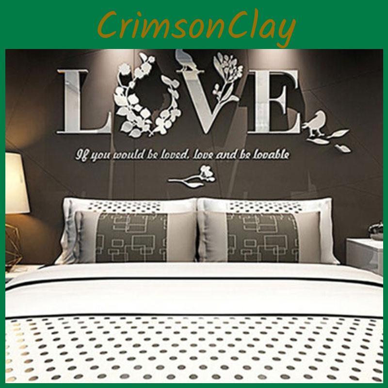 Classic Style Home Decor 3d Mirror Love Wall Stickers With Festive Patterns