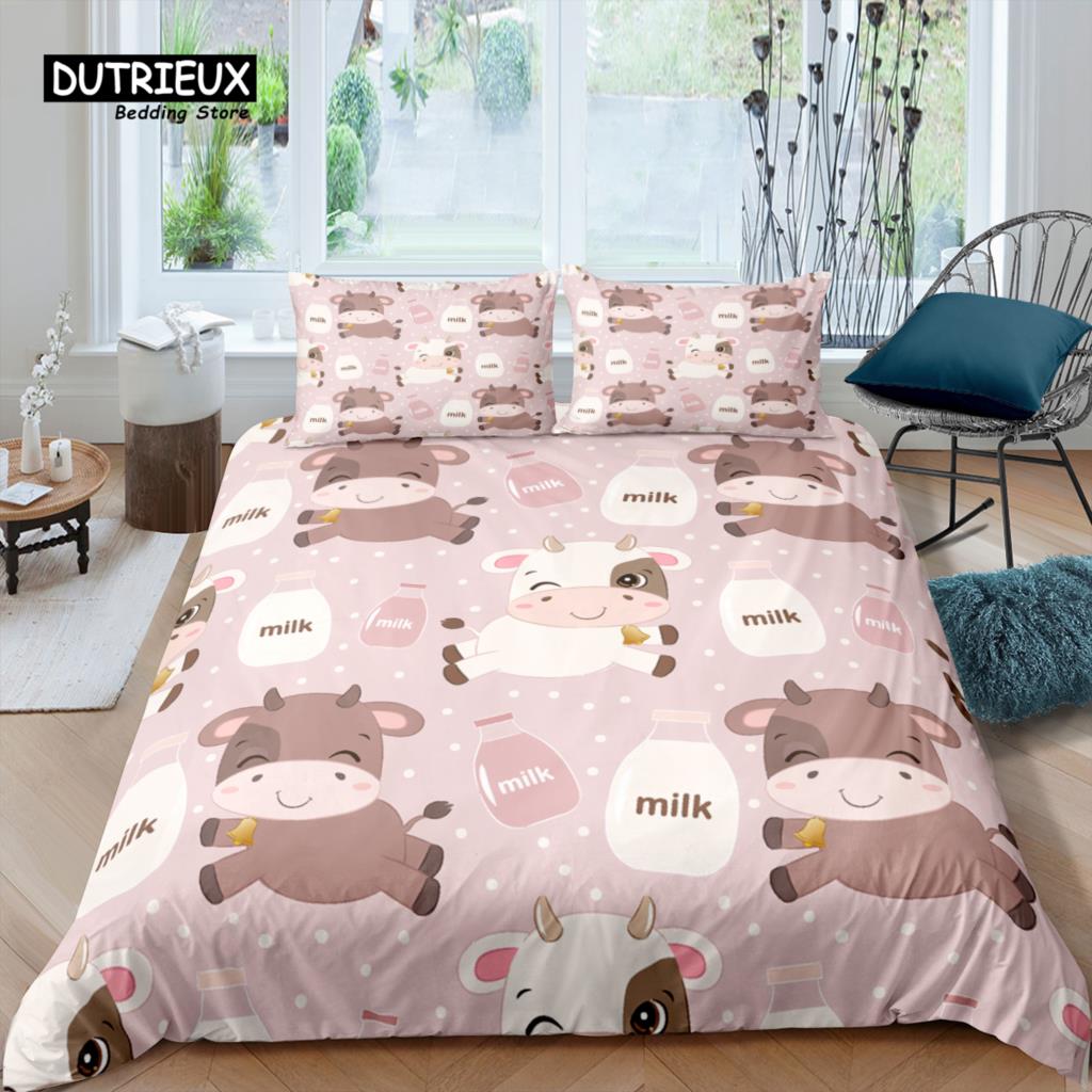 Home Living Luxury 3D Milk Bedding Set Duvet Cover Set Pillowcase Kids Bedding Set Queen and King EU/US/AU/UK Size