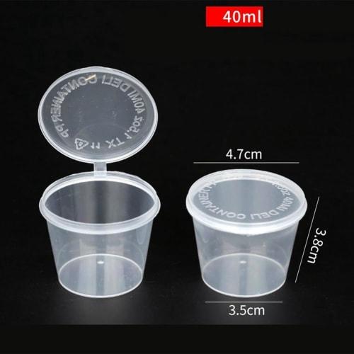 Avrpqiwy 200-Pack Disposable Portion Cups with Lids, 40ml Airtight Souffl? Cups, Plastic Shot Cups for Sauces