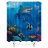 1pc Shark Ocean Shower Curtain Bathroom Partition Decorative Curtain Machine Washable Ocean World Print Window Privacy Curtain
