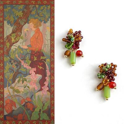 Retro Chinese Beaded Flower Earrings: National Style, Original Color, High-End Design for Women
