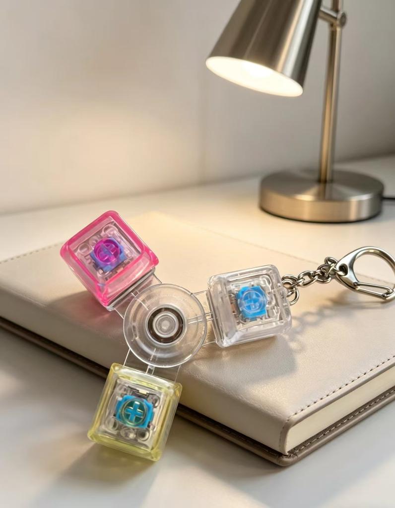Beleuchtet LED Tastatur Schlüsselanhänger Fidget Spielzeug Clicker Sensorisches Spielzeug Stressabbau für Tastatur Schlüsselanhänger Fidget Gadget für Erwachsene Spielzeug