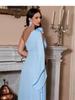 2024 Summer Women's One-Shoulder Floral Slit Dress