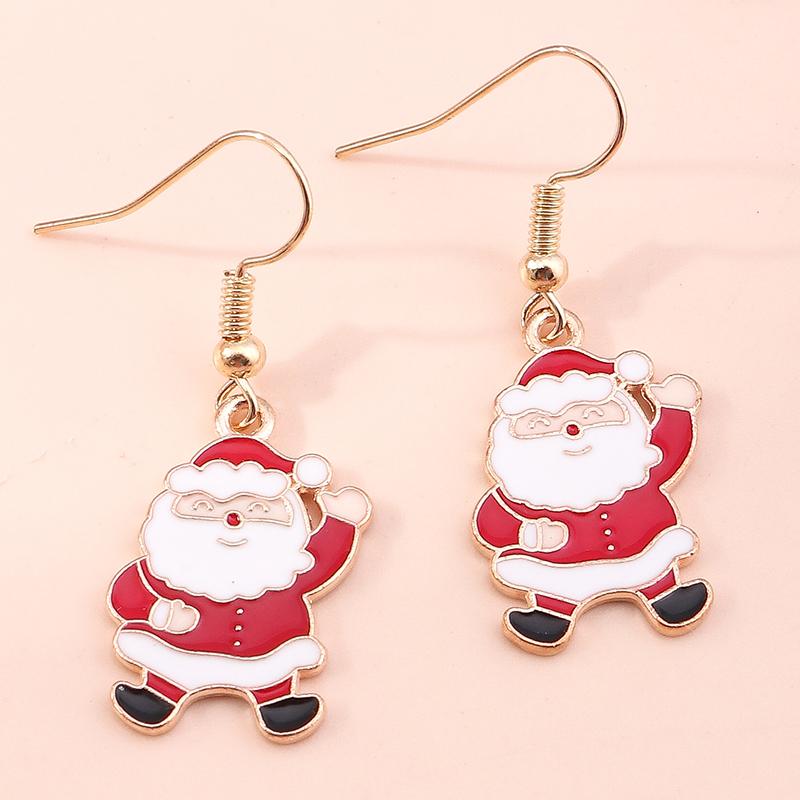 Fashion Merry Christmas Wreath Circle Hoop Earrings for Women Girls New  Party Festival Jewelry Gifts