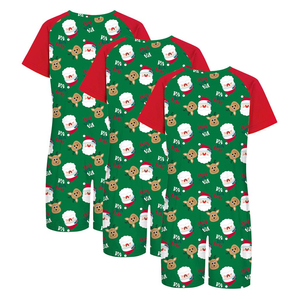 3 Peças Macacão Adaptativo Anti-Rasgo Infantil Gola Redonda Manga Curta Estampado com Zíper Invisível nas Costas para Meninos Meninas com Necessidades Especiais