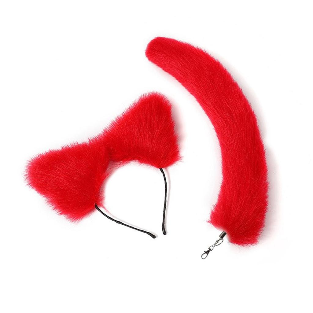 Stylish Fox Tail Pendant Keychain Adornment Dainty Cat Ear Hairband Portable Car Charm for Bag Backpack Decoration