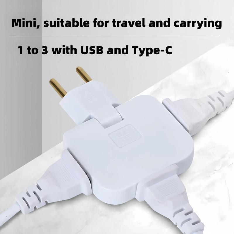 EU Plug 180° Rotatable Multi Outlet Adapter – Slim Travel Converter