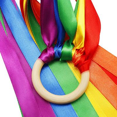2 Stück Holzring Montessori Handdrachen Regenbogen Gymnastikbänder Geburtstagsfeier Mitgebsel Für Kinder Kinder Spiele Juegos Para Fiestas