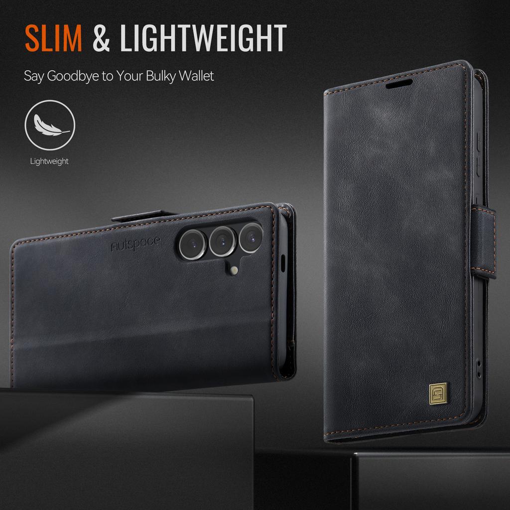 Für Samsung Galaxy S24 Hülle AUTSPACE A11 RFID-Blockierung Retro Leder Handy Brieftaschenhülle