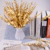 10pcs/40pcsLot Artificial Gold Stem Eucalyptus Branch Artificial Plants for Office Party Flower Greenery Arrangement Hotel Decor