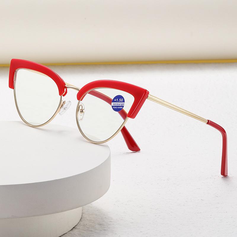 New Cat Eye Reading Glasses Women Metal Frame Anti Blue Light Eyewear Presbyopia Hyperopia Eyeglasses +1.0 +1.5 +2.0