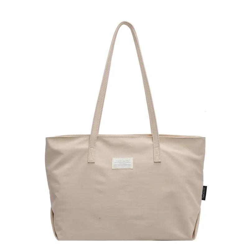 

Нейлоновая сумка на молнии, большая вместимость, однотонный продукт, простая модная универсальная сумка через плечо, мягкая модная сумка