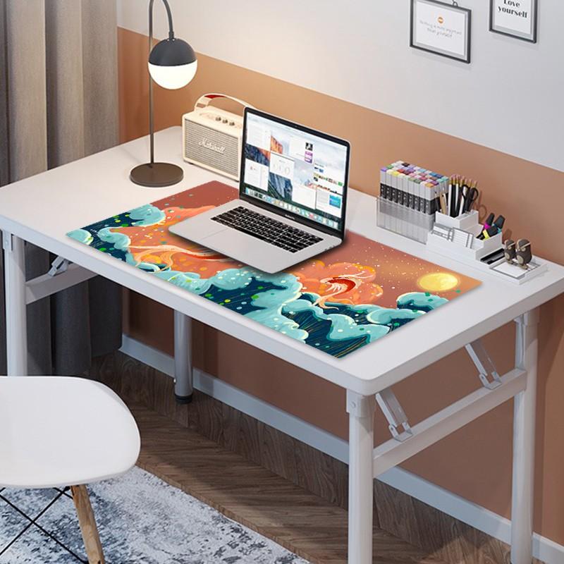 LESAILES Nationaler Trend Koi Super Großes Mauspade, Verdickt mit Verriegelungskante für Büro und Gaming, Orange, 900*400*3mm