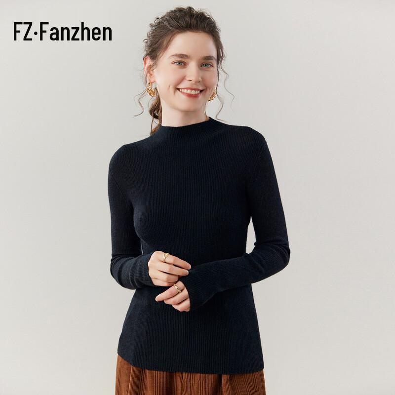 

Fanzhen Women s Slim-Fit Half-High Neck Cashmere Blend Sweater L