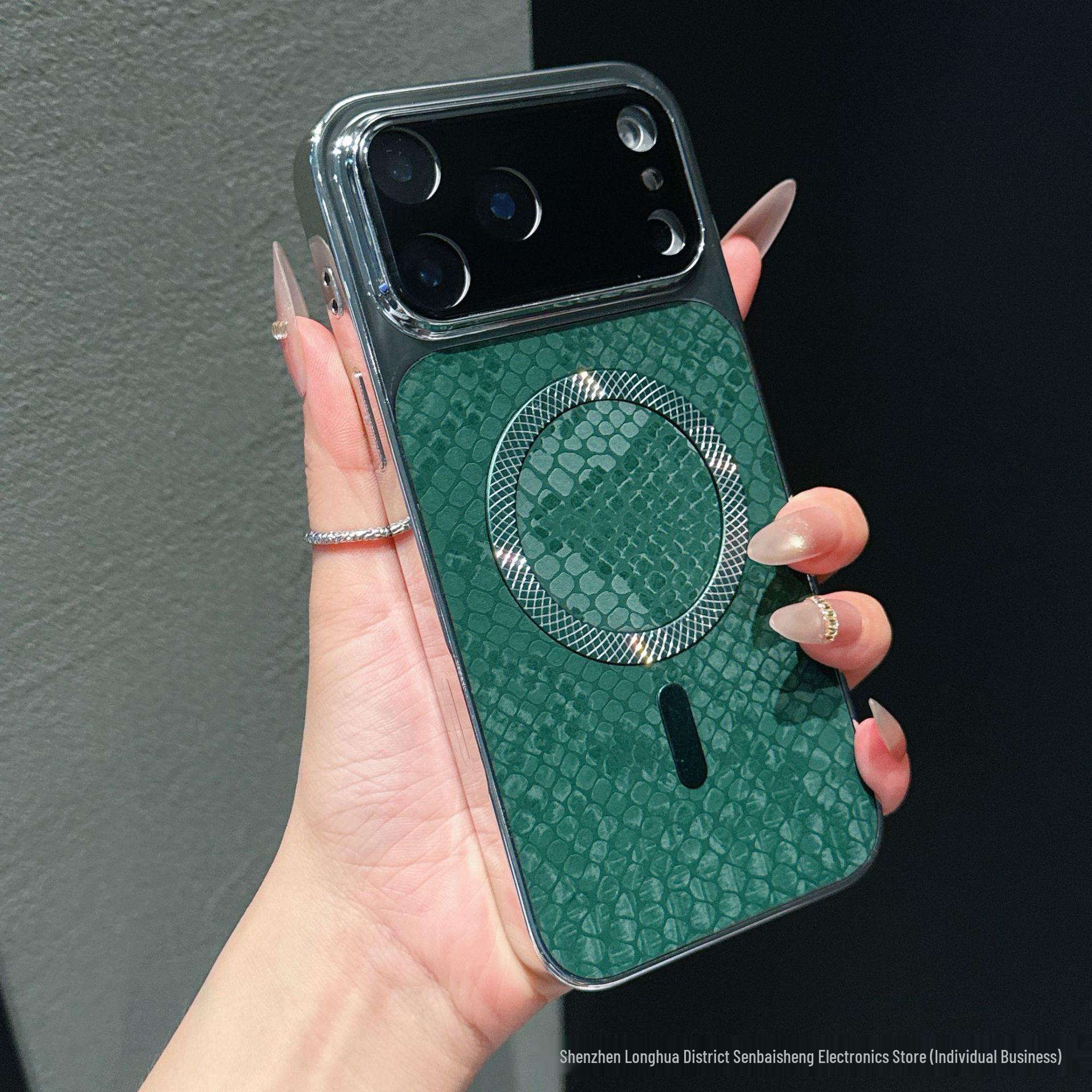 

Snake Skin Pineapple Pattern Magnetic Case for iPhone 17 Pro Max with Apple 16 Lens Protector and Anti-Drop Full Coverage. 13 Pro