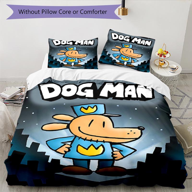 3pcs DogMan1 Design Cover Set - HD Printed Bedding with 1 Cover and 2 Pillowcases - Perfect for Home and Dorm Decor