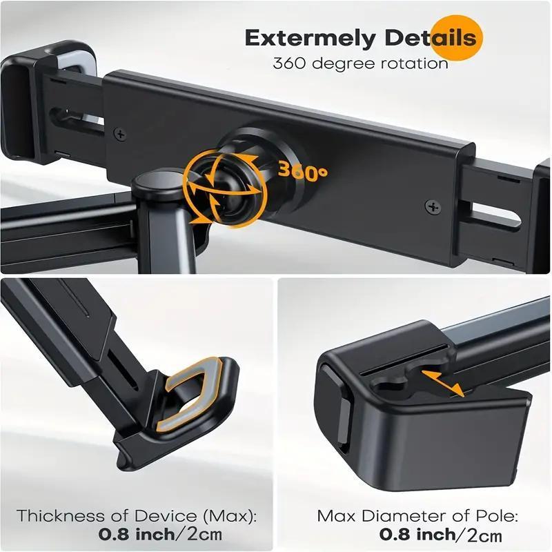 360° Rotating Waterproof Car Headrest Mount - Universal Phone & Tablet Holder for 4.7-13" Screens Easy to Install with Secure