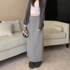 Women Korean Style High Waist Drawstring Skirt Split Hem A Line Long Hip Wrap Skirt Spring Autumn Versatile Flowy Skirt