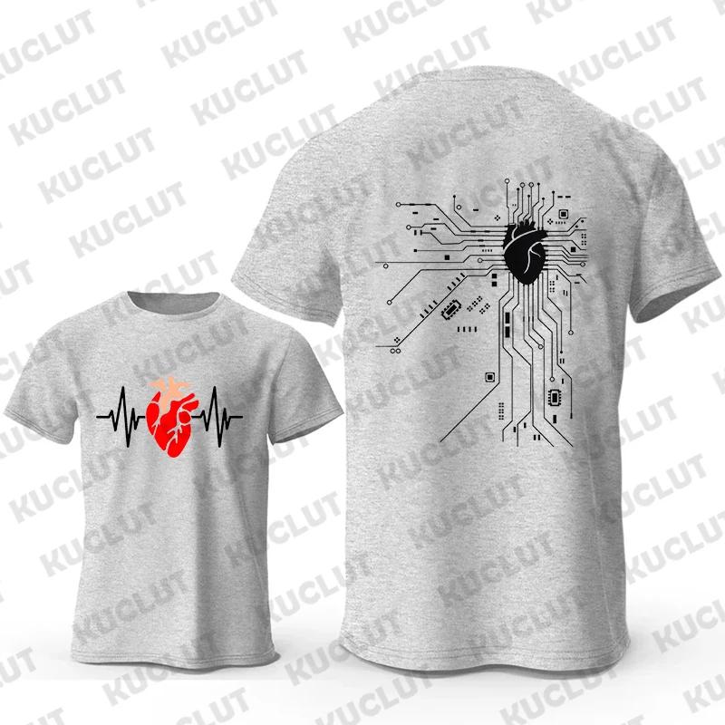 Camiseta Gráfica de Circuito de Processador CPU Masculina Verão Camiseta Placa de Circuito ECG Tops Masculinos Camisetas Fashion Frente e Verso Homme Roupas Unisex