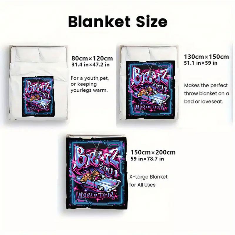 1Pc BRATZ Print Flannel Blanket, High Quality Comfortable for All Seasons, Warmth and Comfort, Perfect for Christmas Gifts