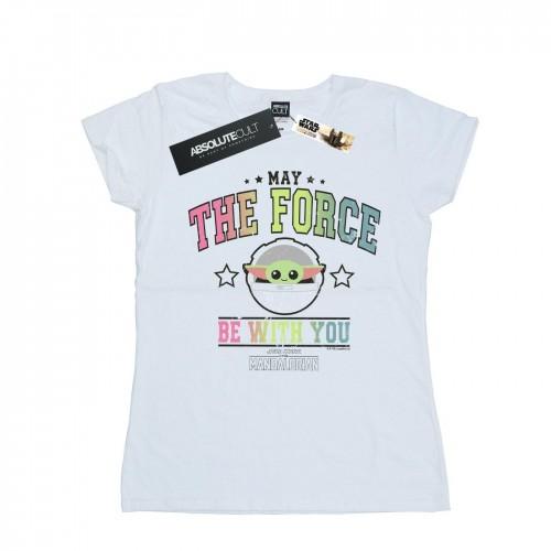 

Star Wars Womens/Ladies The Mandalorian The Force Collegiate Cotton T-Shirt білий
