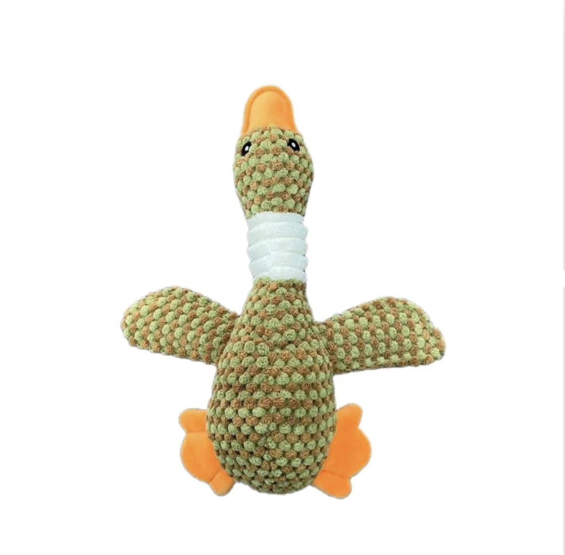 

Cute Plush Dog Toy with Wild Goose Design Interactive Chew Toy for Small Medium Large Dogs Teeth Cleaning Puppy Teething XS зелений