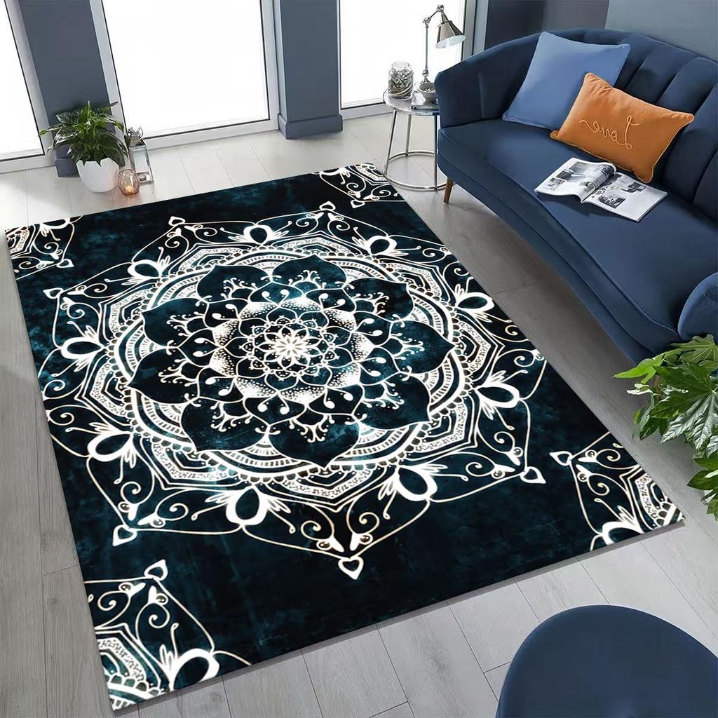 2026 Regenbogen Mandala Blume Chakren Yoga Bohemia Kunst Teppich für Schlafzimmer Wohnzimmer Sofa Zuhause Fußmatte Dekor, Kinder rutschfeste Bodenmatte