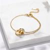 Classic Design Double Ring Splice Roman Font Women's Titanium Steel Bracelet Fashion Versatile Gold Charm Bracelet Jewelry