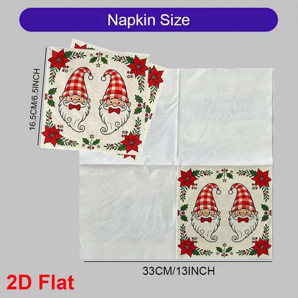 20pcs Disposable Napkins with Santa Claus, Christmas Tree Print for Wedding,Parties,and Daily Use for Thanksgiving Fall Christmas Table Decoration